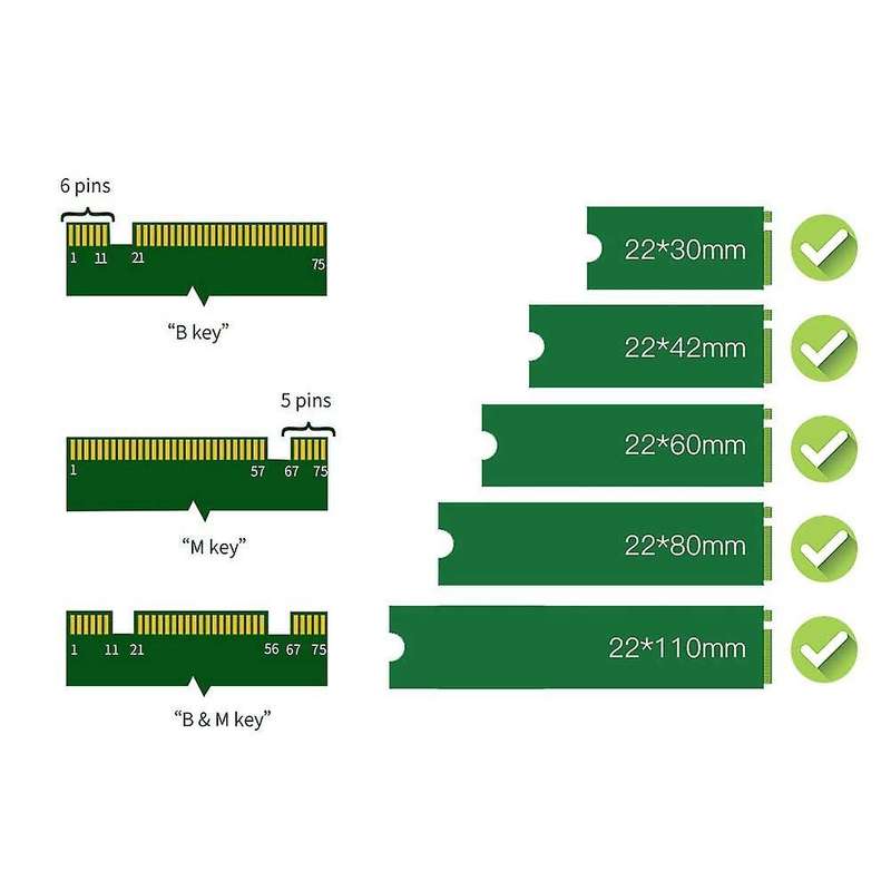 M.2 Pcie Adapter Card Support Nvme / Sata 22110/2280/2260/2240/2230