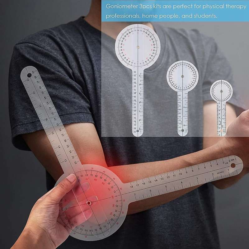 3-piece Goniometer 6/8/12 Inch Occupational Therapy Protractor Tool