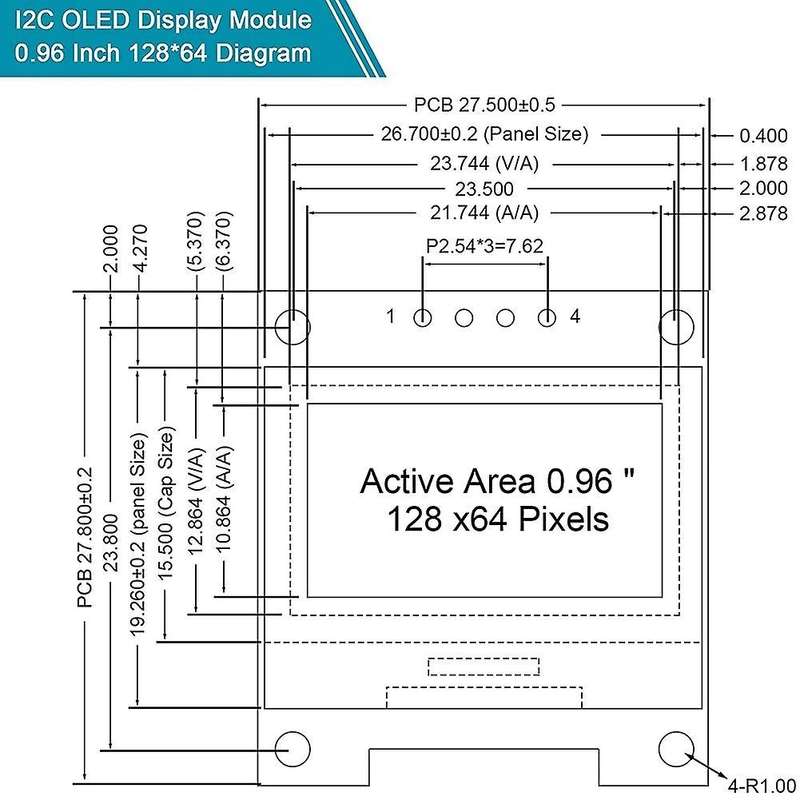 2pcs 0.96 Inch Display Module Ssd1306 Driver Iic for Raspberry Pi