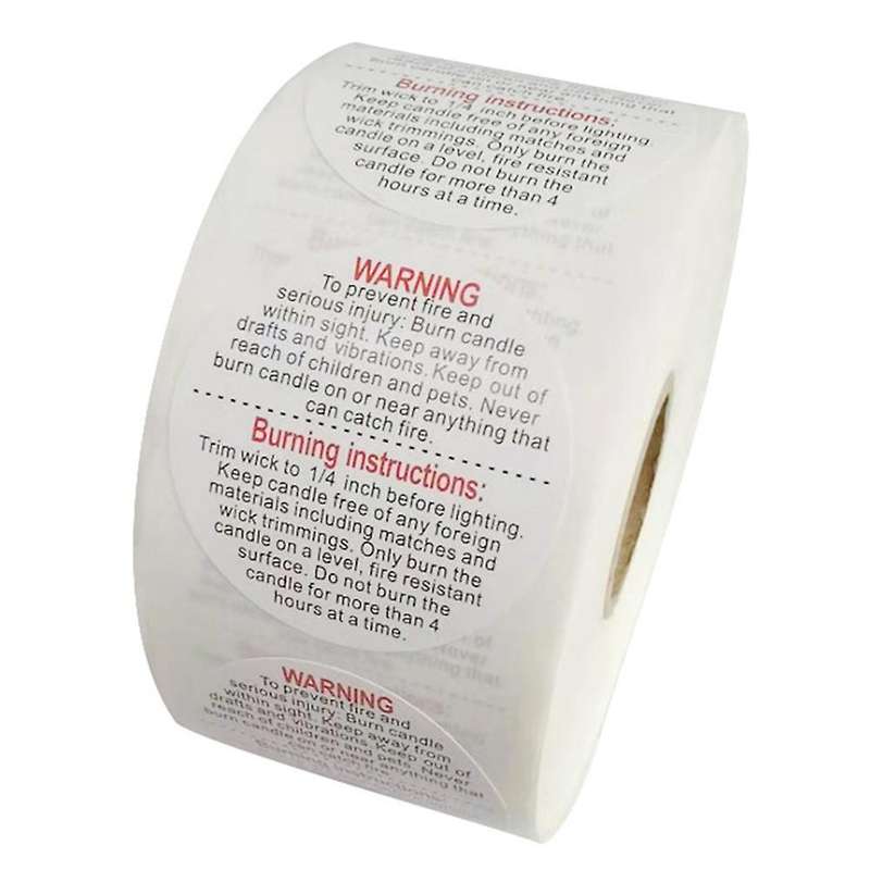 500pcs 3.8cm Warning Label Candle Jar Container Sticker Waterproof