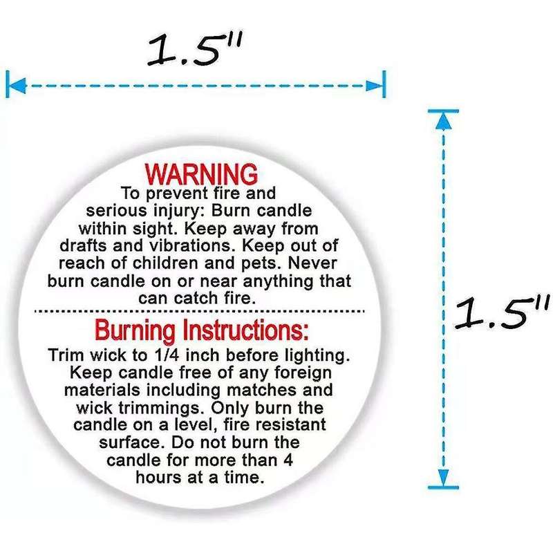 500pcs 3.8cm Warning Label Candle Jar Container Sticker Waterproof