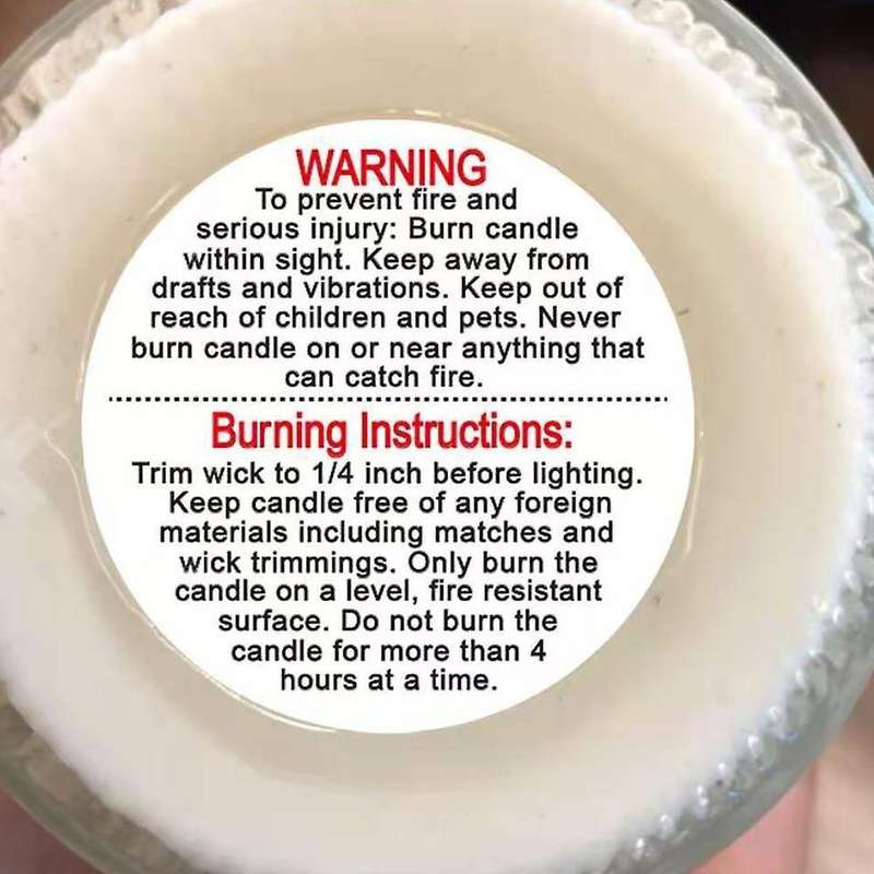 500pcs 3.8cm Warning Label Candle Jar Container Sticker Waterproof