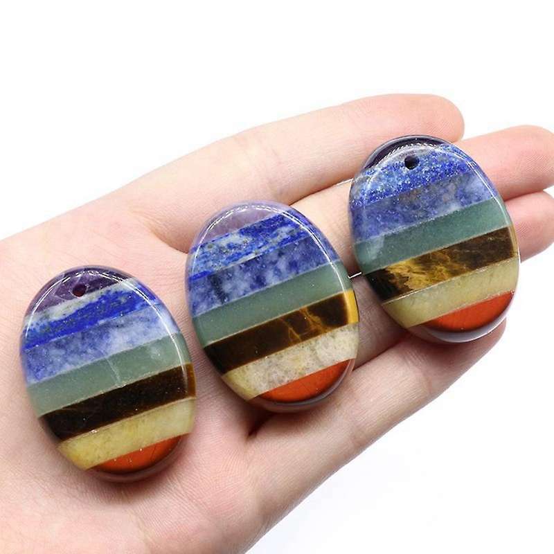 7 Chakra Energy Rainbow Natural Palm Stones Natural Gem Pocket,b