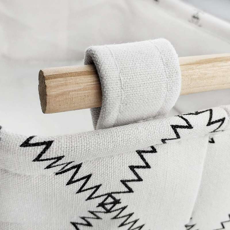 Decorative Storage Basket with Wooden Handles White Collapsible S