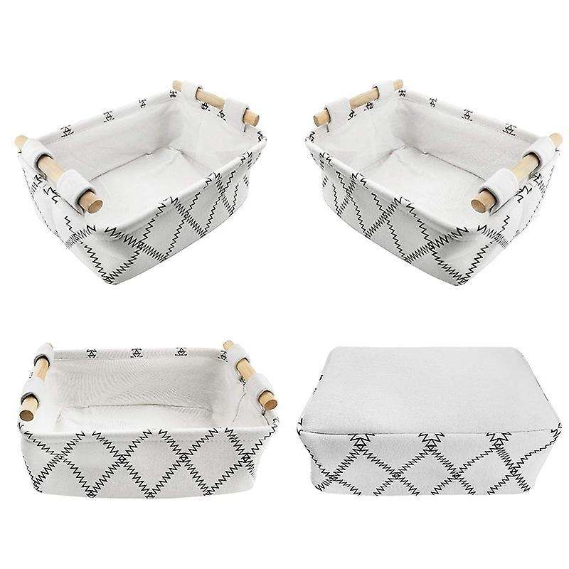 Decorative Storage Basket with Wooden Handles White Collapsible S