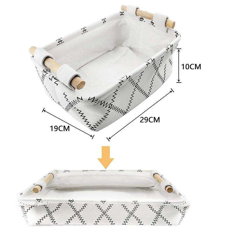 Decorative Storage Basket with Wooden Handles White Collapsible S
