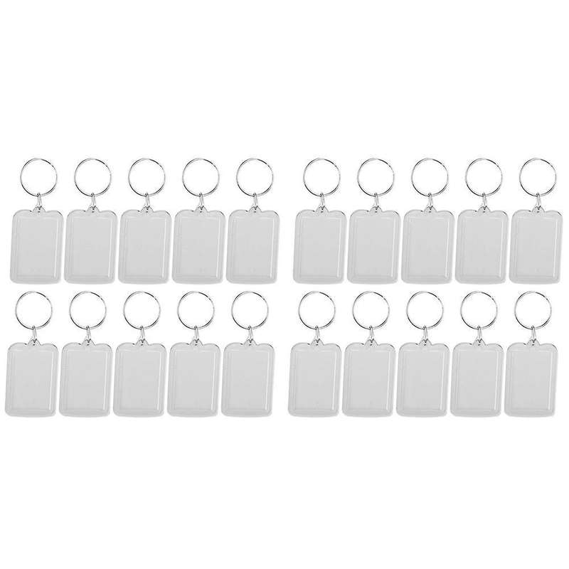 10pcs Porte-cles Anneau Diy Cadre Photo Vierge Rectangle 3.3x5cm