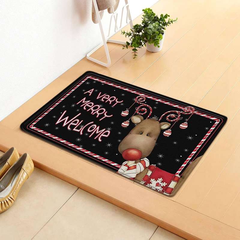 Christmas Doormat Welcome Decor Santa Claus Door Mat Kitchen Mat C