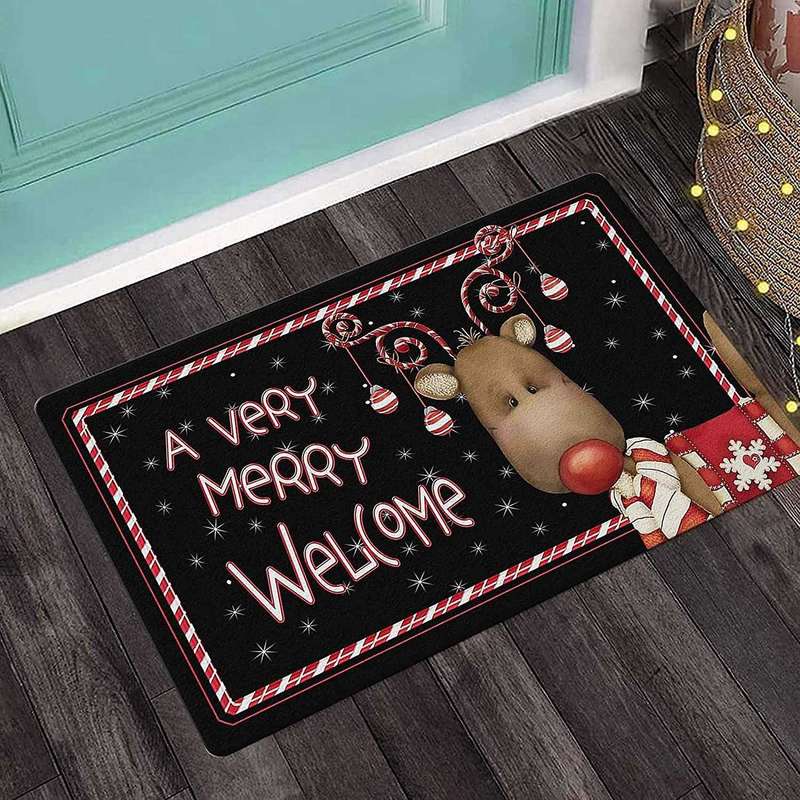 Christmas Doormat Welcome Decor Santa Claus Door Mat Kitchen Mat C