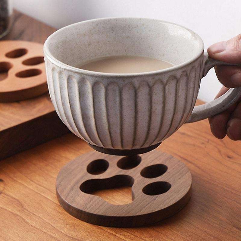 Solid Wood Tea Coaster Kungfu Tea Cup Holder Wooden Creative, B