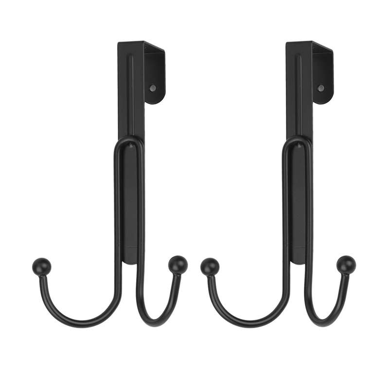 2pcs Over The Door Hooks, Metal Twin Hook Rack for Hanging Bags Hats