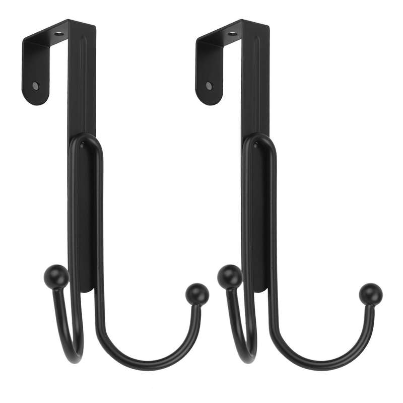 2pcs Over The Door Hooks, Metal Twin Hook Rack for Hanging Bags Hats