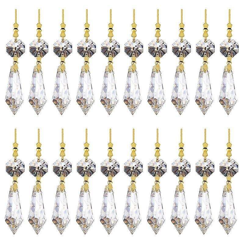 20pcs Diy Transparent Teardrop Chandelier Pendant Parts Beads