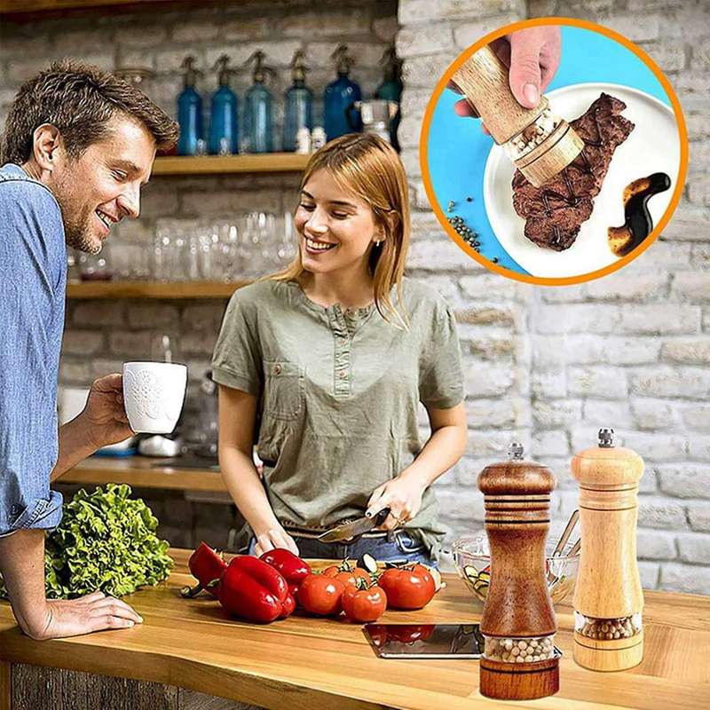 Pepper Mill Manual Salt Mill Wooden Spice Mill Ceramic Grinder B