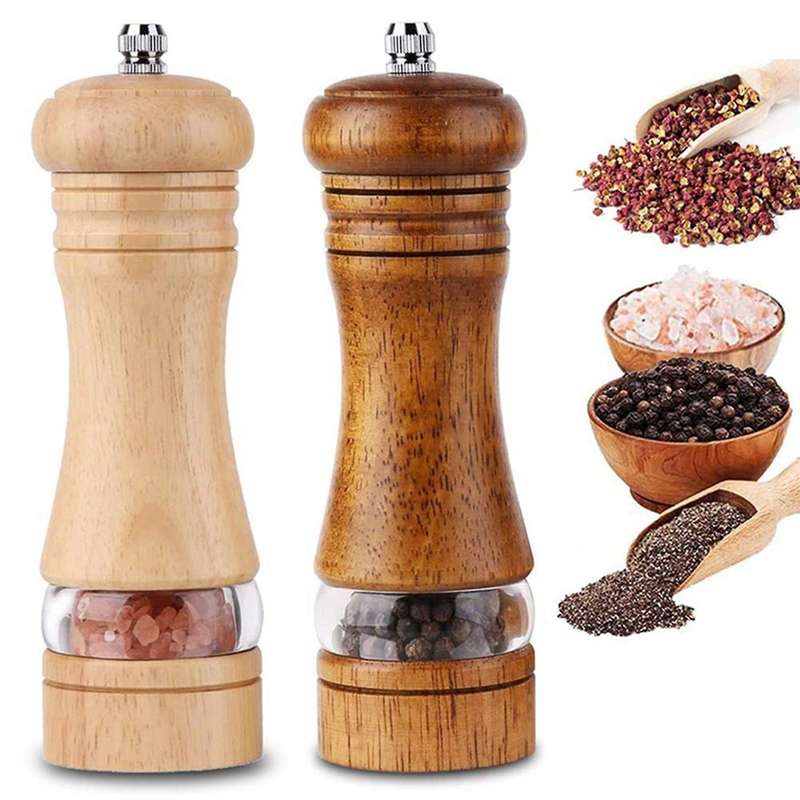 Pepper Mill Manual Salt Mill Wooden Spice Mill Ceramic Grinder B