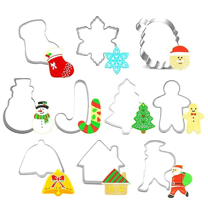 10-piece Set Of Christmas Stainless Steel Biscuit Cutting Household