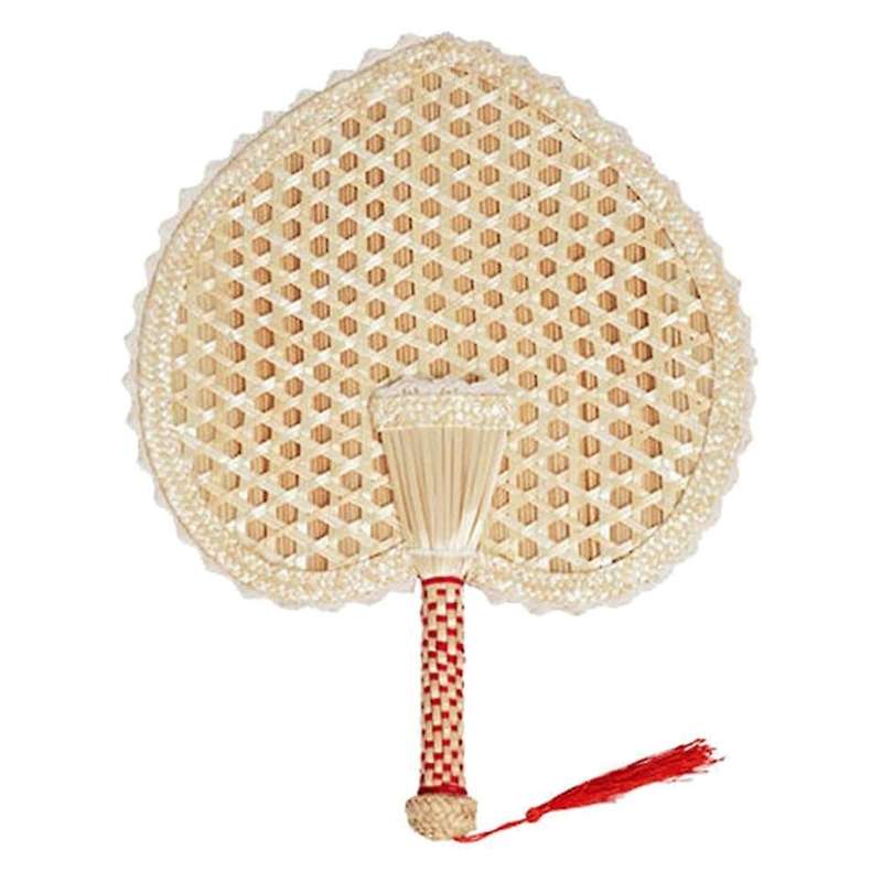 Hand-woven Woven Straw Hand Fan Hand-woven Decor Heart-shaped Fan