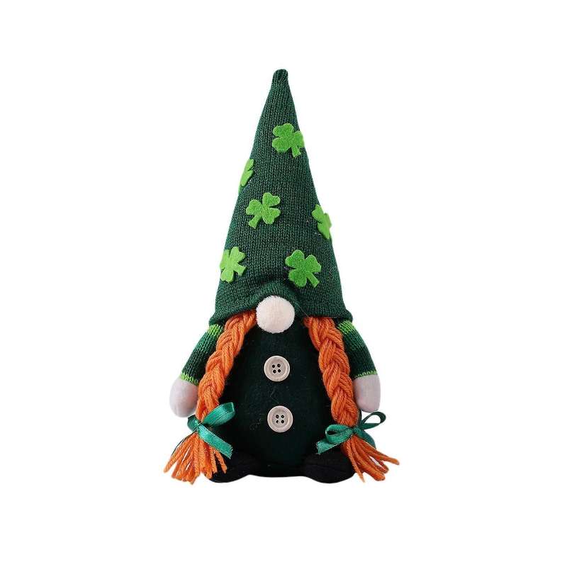 Irish Gnome Decor Green Hat Saint Paddy's Day Gnome Plush-b