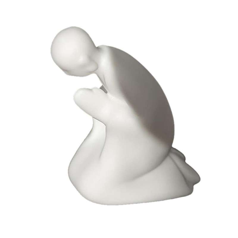 White Ceramic Small Buddha Statue Praying Monk Buddha Statue Zen