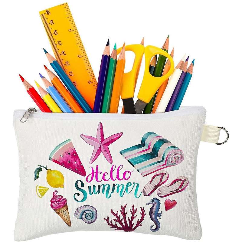 Cosmetic Bags,diy Zipper Canvas Pencil Bag for School Travel Diy