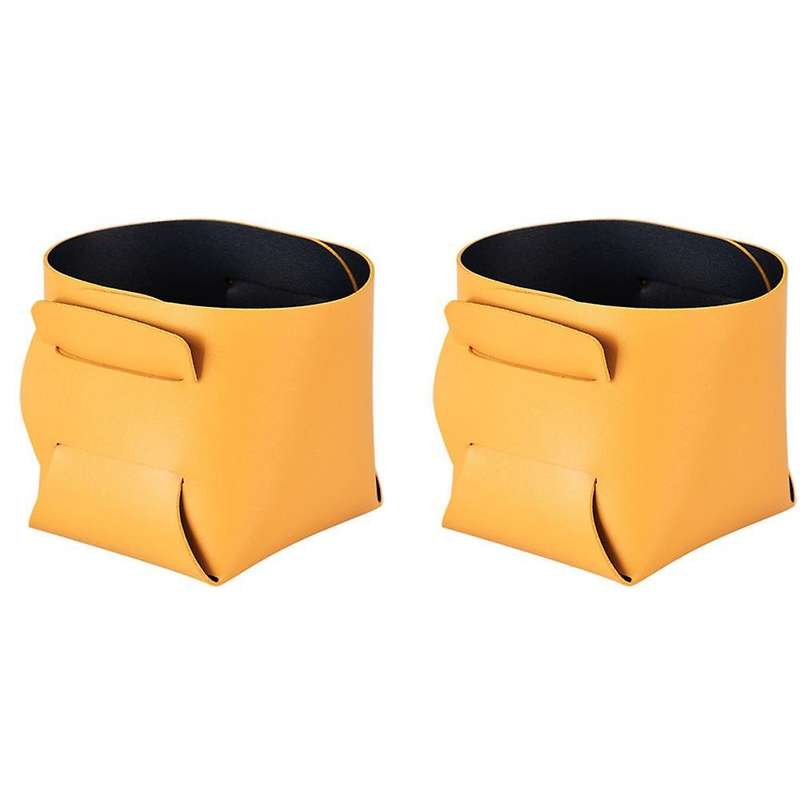 2pcs Leather Porch Key Storage Box Jewelry Brush Storage Basket,b