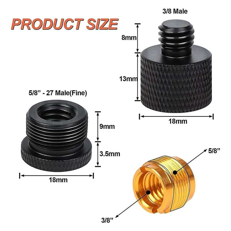 Mic Adapter 5/8 Female to 3/8 Male and 3/8 Female to 5/8 Male Screw
