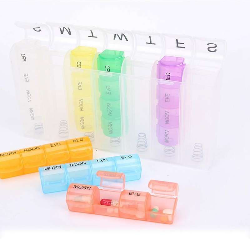 Portable Weekly 7 Day Push Button Pill Holder Travel Medicine Box