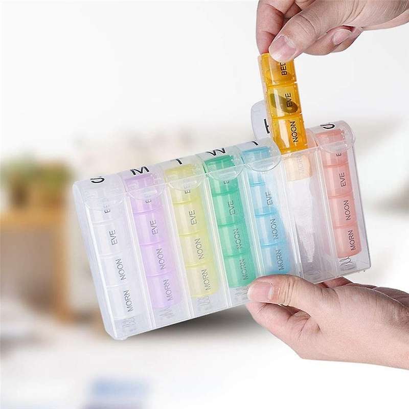 Portable Weekly 7 Day Push Button Pill Holder Travel Medicine Box