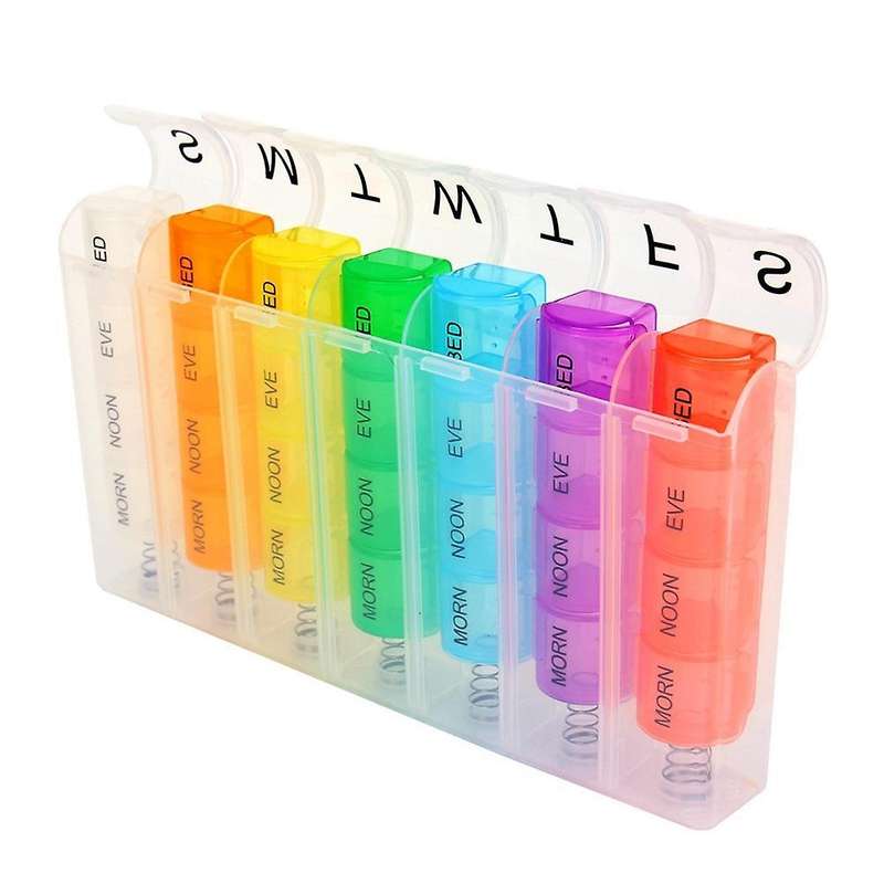 Portable Weekly 7 Day Push Button Pill Holder Travel Medicine Box