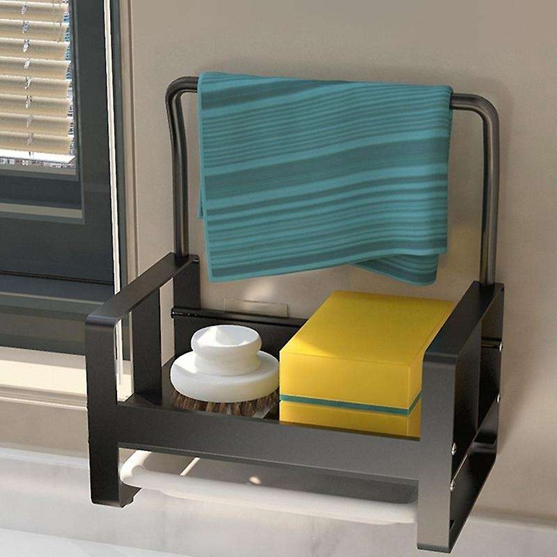 Large Sponge Holder Kitchen Sink Caddy Rack with Drain Tray B