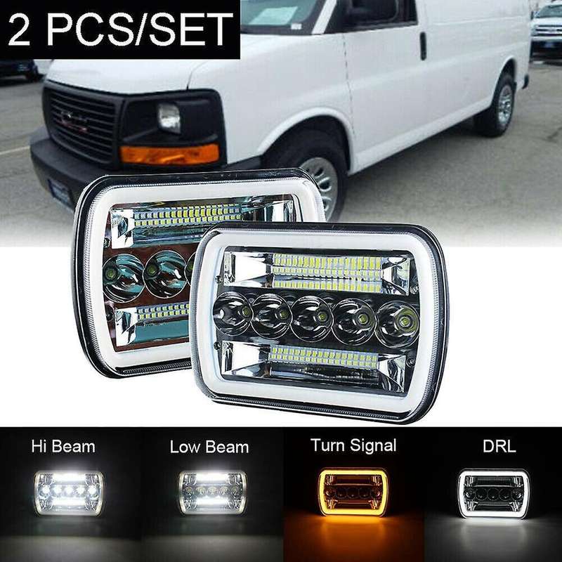 1 Pair 7x6inch Led Headlight Drl for Jeep Cherokee Wrangler Xj Yj