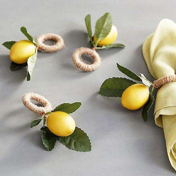 8pcs Simulation Lemon Plant Napkin Ring Fruit Meal Buckle Hotel Ring