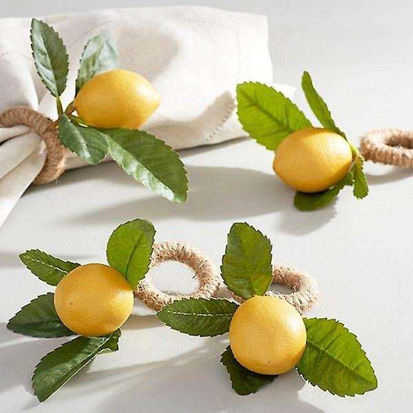 8pcs Simulation Lemon Plant Napkin Ring Fruit Meal Buckle Hotel Ring