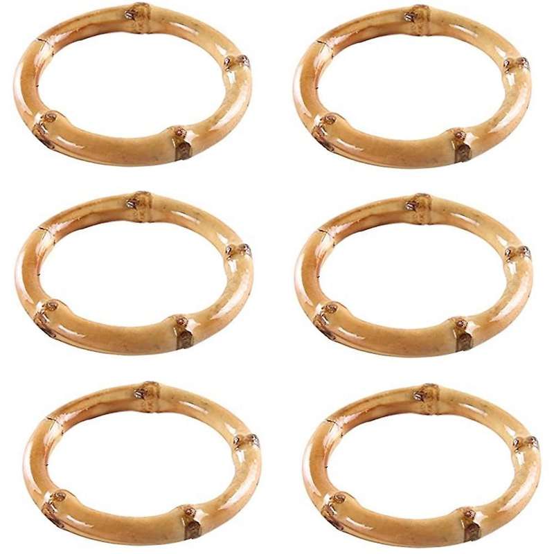 Handmade Bamboo Napkin Ring Natural Rustic Napkin Holders, Set Of 6