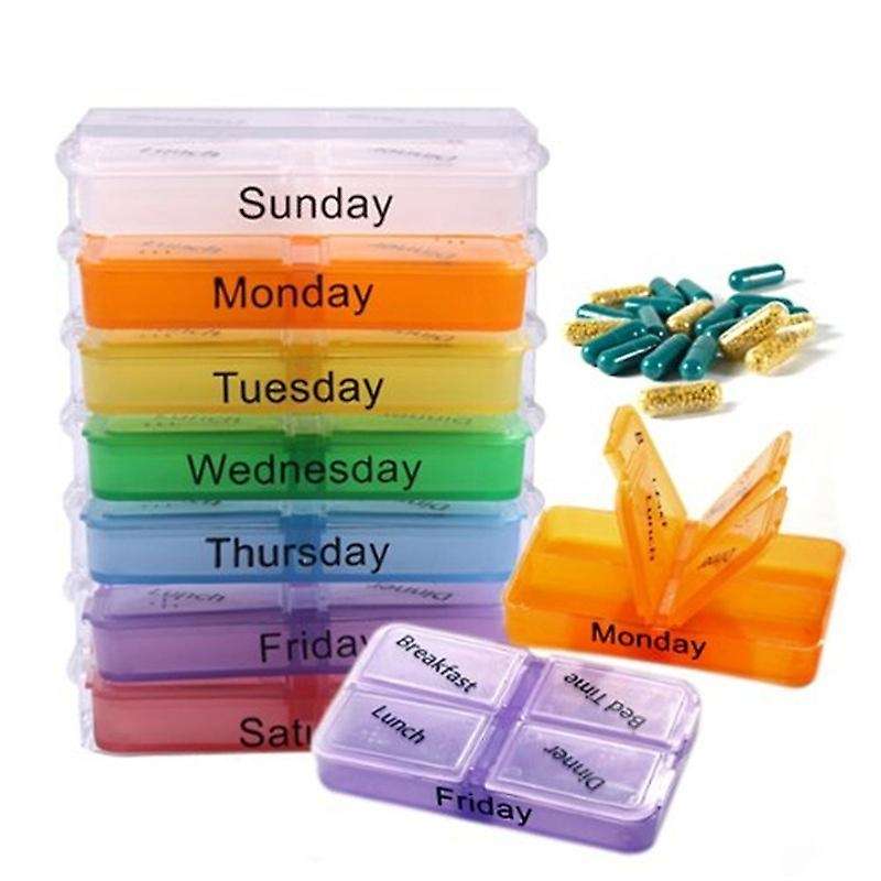 English Color Small Medicine Box Sealed 7-layer Folding Storage Boxes