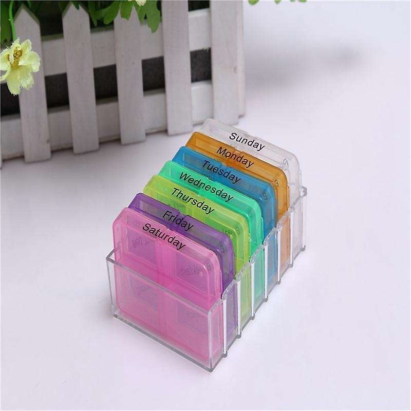 English Color Small Medicine Box Sealed 7-layer Folding Storage Boxes