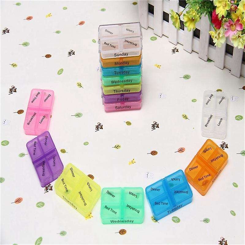 English Color Small Medicine Box Sealed 7-layer Folding Storage Boxes