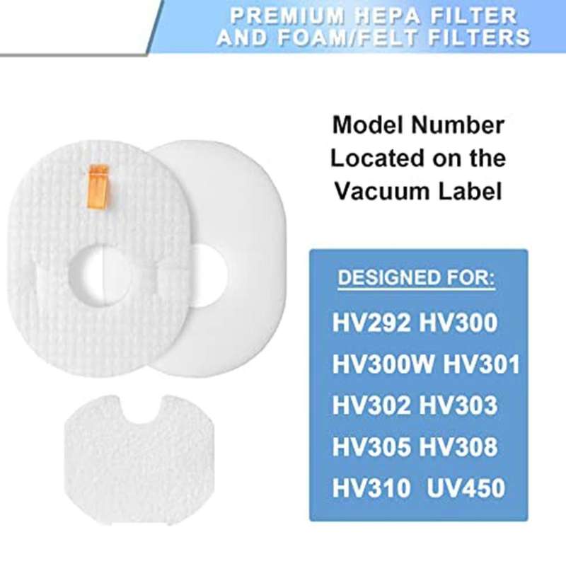Filters Kit for Shark Rocket Ultra-light Vacuum Hv292 Hv300 Hv300w
