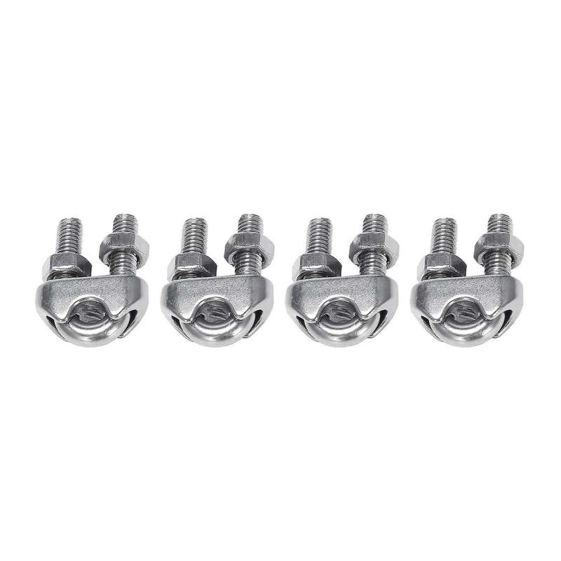 M6 1/4 Inch U-shape Bolt Saddle Clamps Cable Wire Rope Clips 4 Pcs
