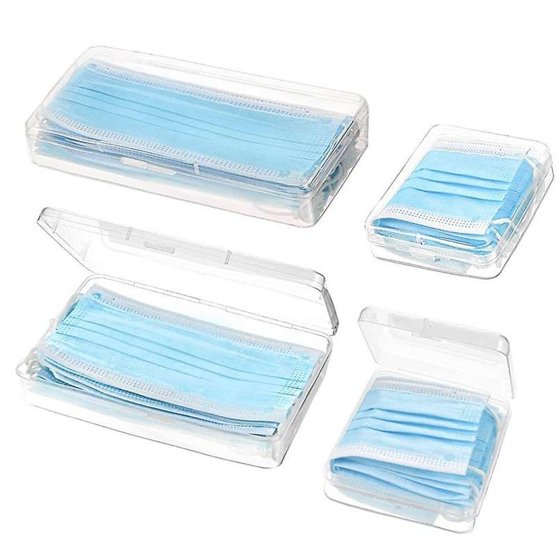 4 Pack Clear Plastic Storage Case for Face Cover, Stain Resistant