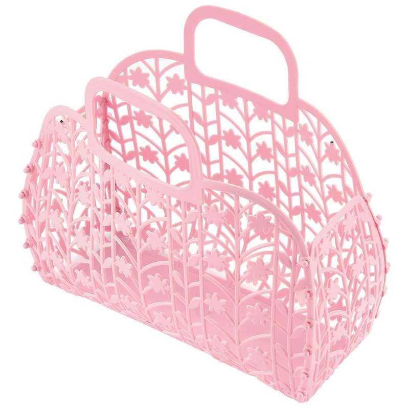 Bathroom Hollow Washing Storage Basket Shower Basket Plastic Pink