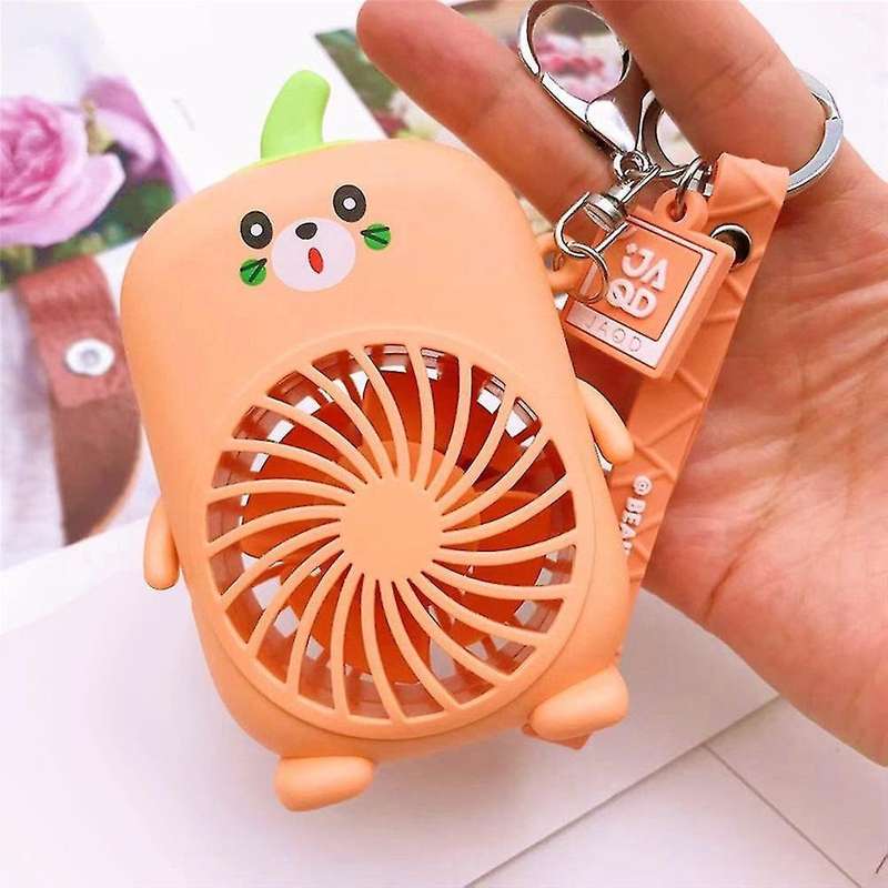Usb Mini Fans Charging Rope Key Chain Cute Cartoon Fan Pink