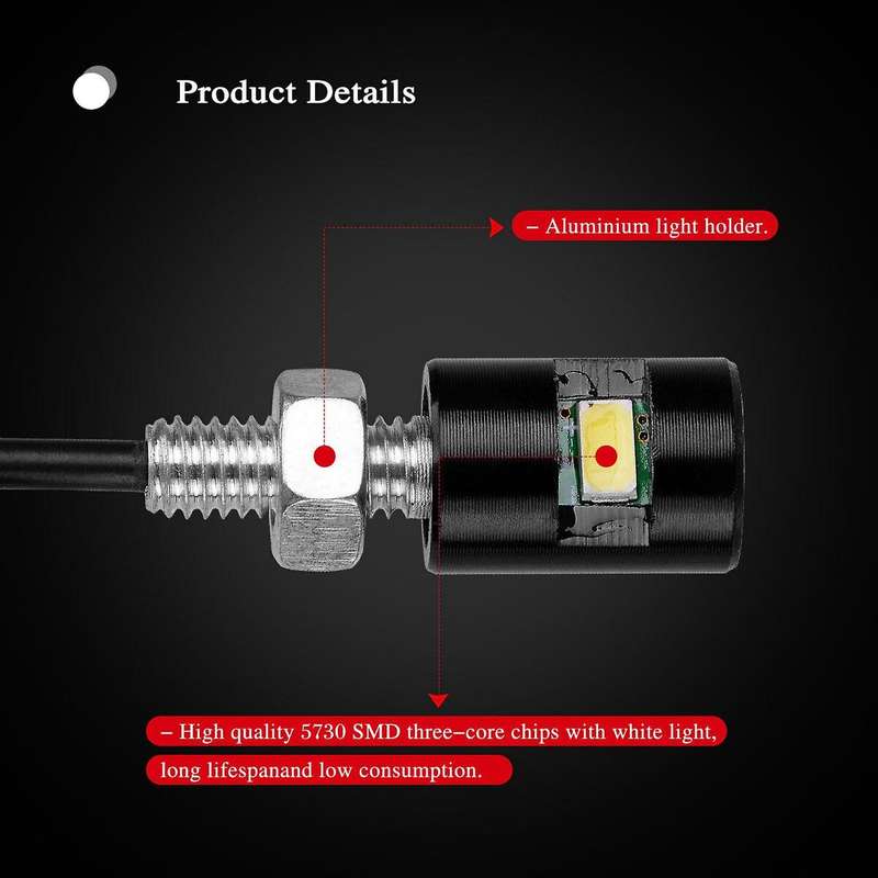 4x Universal White Motorcycle Screw Smd Led Car License Plate Light