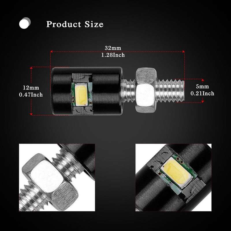 4x Universal White Motorcycle Screw Smd Led Car License Plate Light
