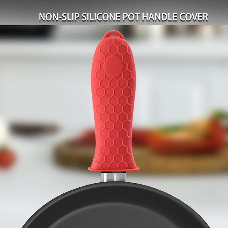 Silicone Hot Handle Holders Cover Cast Iron Skillet Handle -red