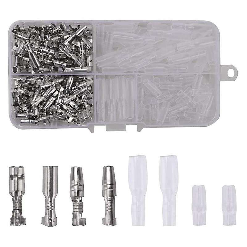 200pcs 3.9mm Brass Male and Female Terminals Wire Connector Silver