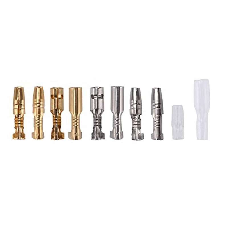 200pcs 3.9mm Brass Male and Female Terminals Wire Connector Silver