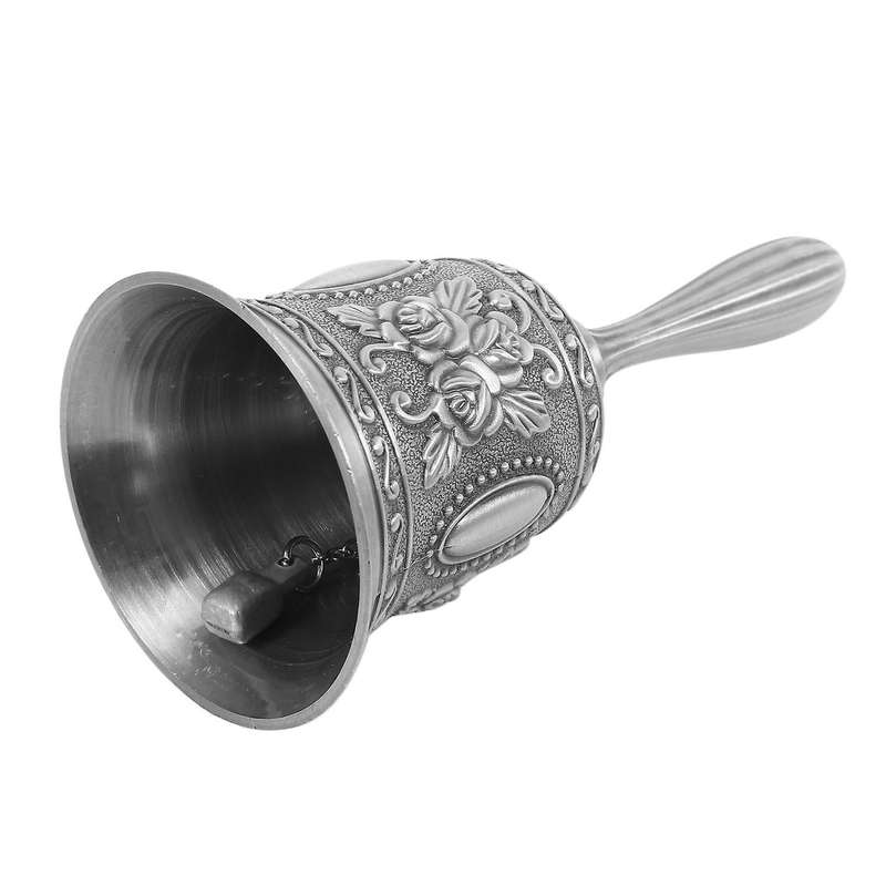 Metal Alarm Hand Hold Call Bell Desktop Tea Dinner Game Bell, Silver