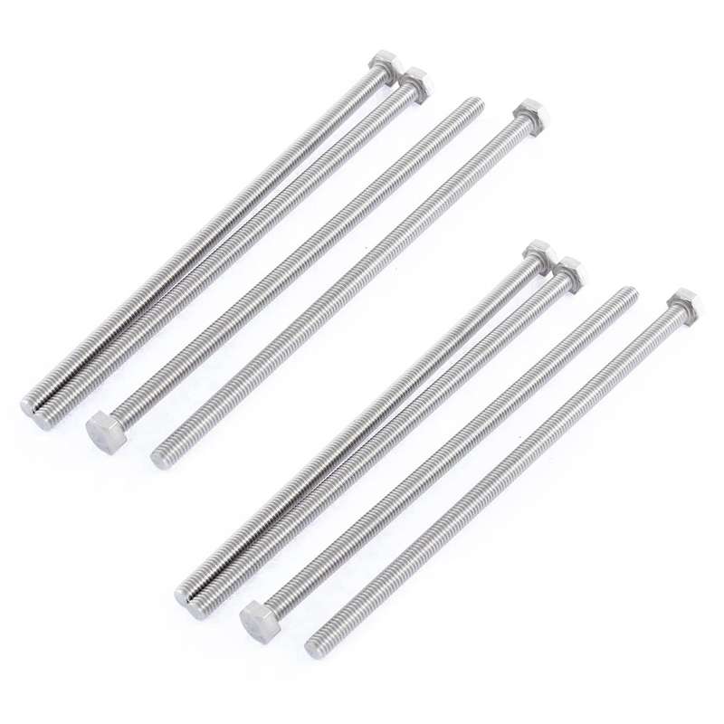 M6 X 150mm Fully Threaded Stainless Steel Hex Head Screw Bolt 4 Pcs
