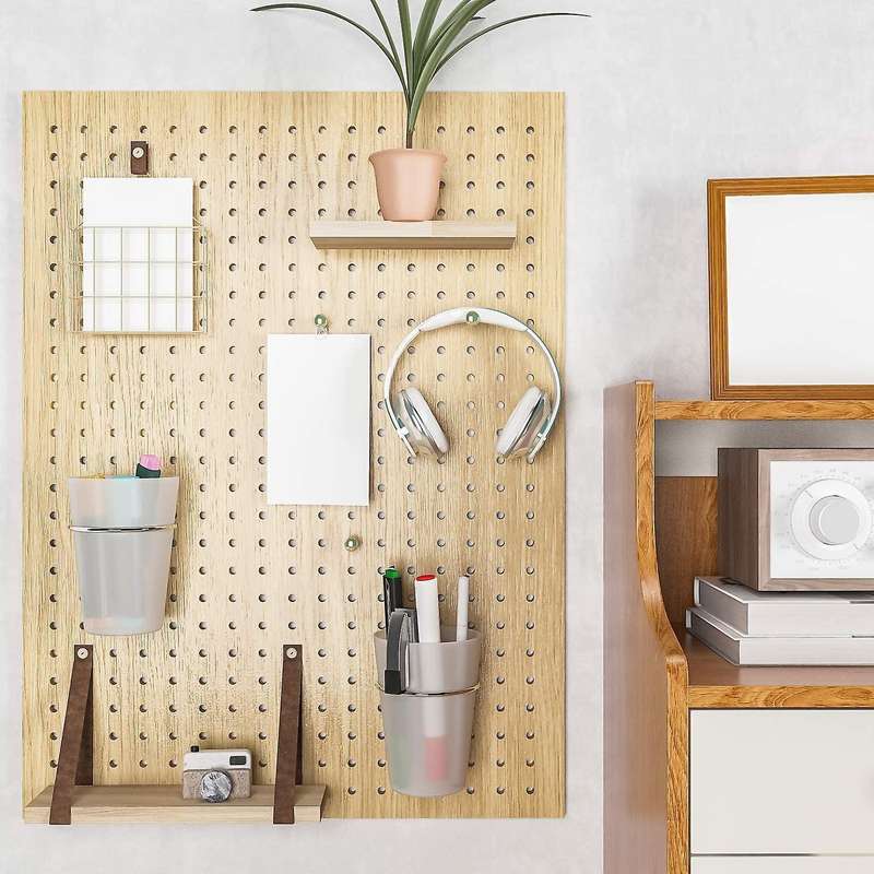 6 Sets Pegboard Bins with Rings Hooks with Pegboard Cups Transparent